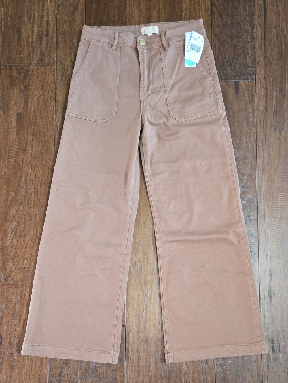 Kut from the Kloth Meg Wide-Leg Pants Mocha Brown Utility Trouser Size 4